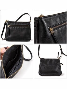 🖤 Fossil Black Leather Crossbody Bag – Classic Everyday Style
